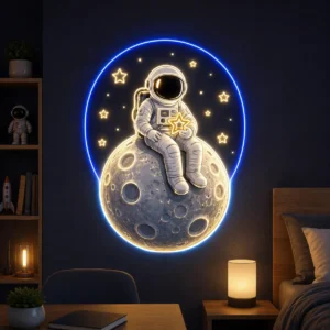Astronaut Sitting on Moon LED Neon Sign