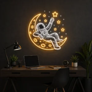 Astronaut on Moon LED Neon Sign