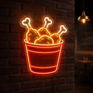 Crispy Fried Chicken Bucket LED Neon Sign