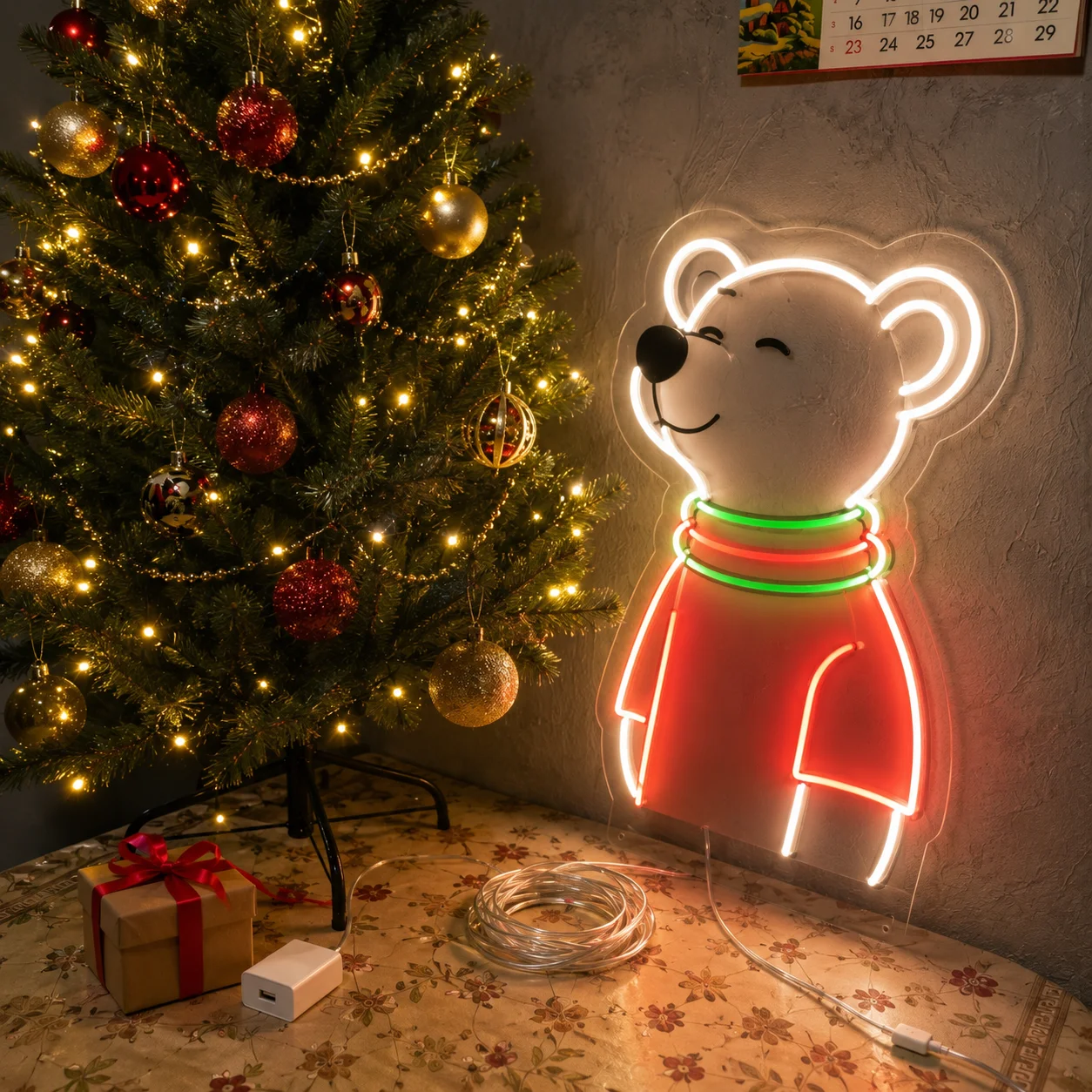 Festive Bear LED Neon Sign