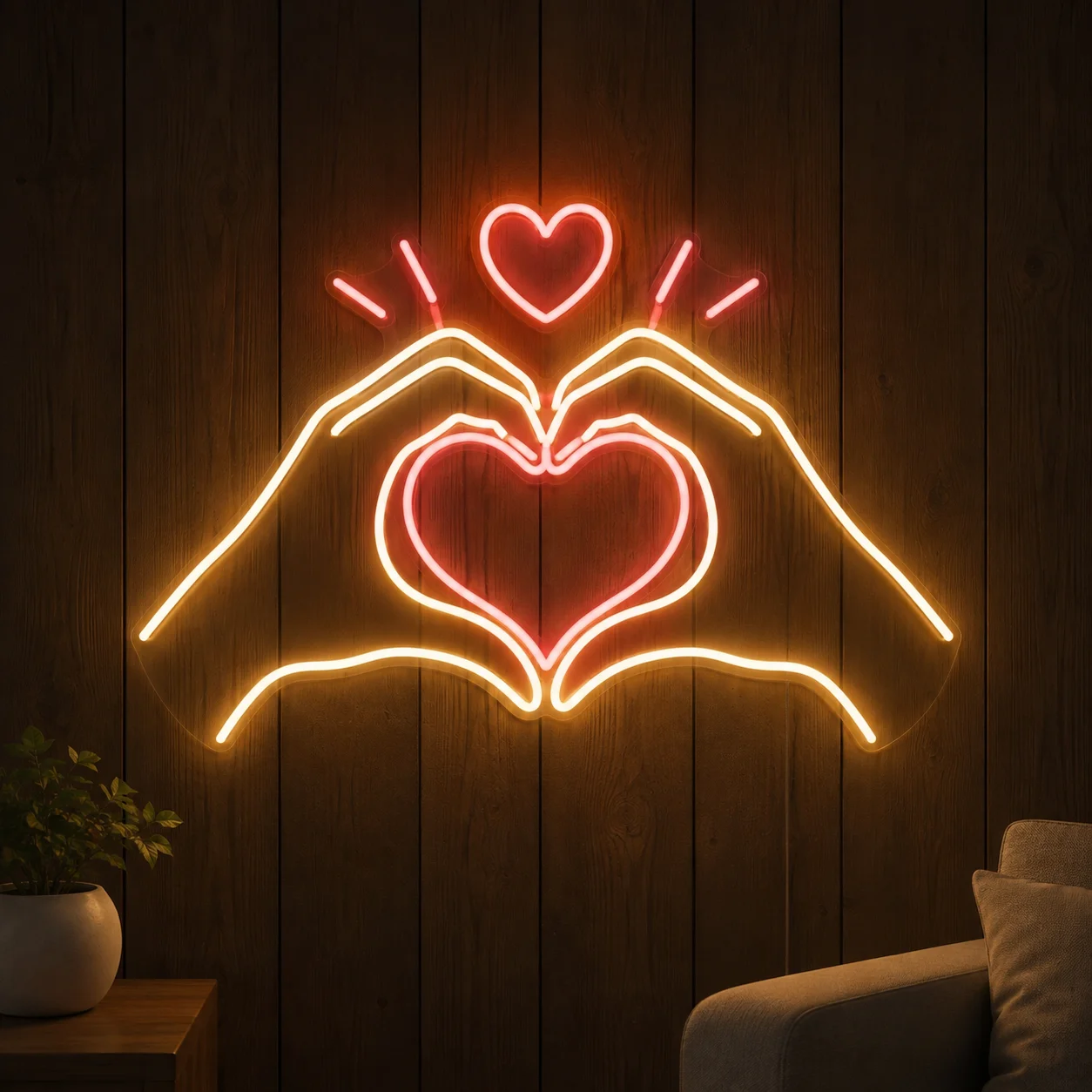 Heart Hands LED Neon Sign