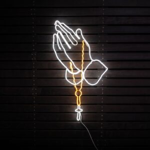 Praying Hands with Rosary LED Neon Sign