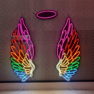 Rainbow Angel Wings LED Neon Sign