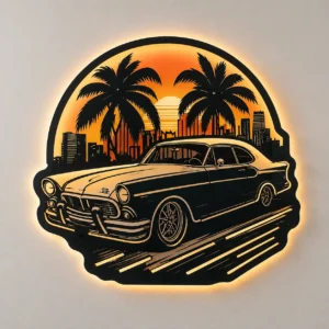 Retro Classic Car Sunset LED Neon Sign