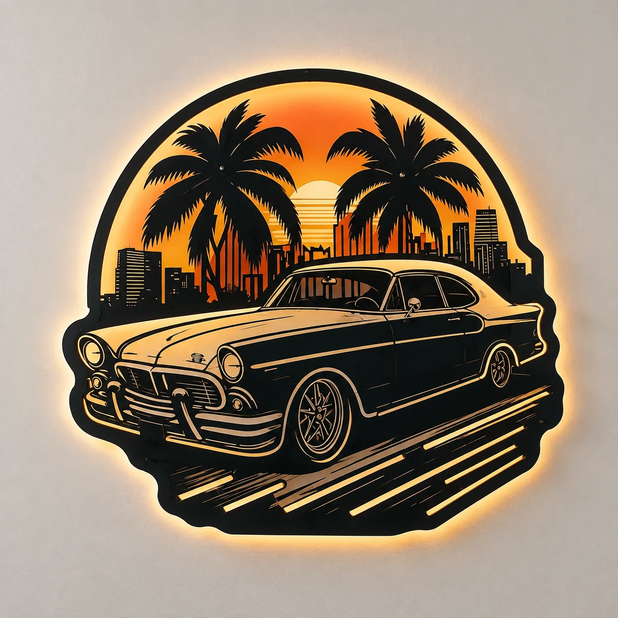 Retro Classic Car Sunset LED Neon Sign