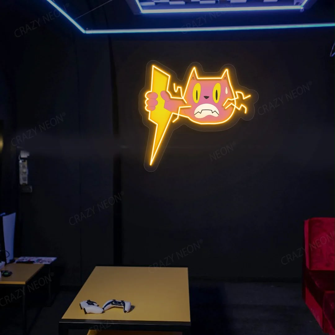 Electric Cat Lightning Bolt LED Neon Sign