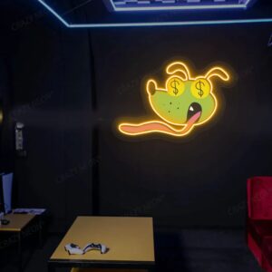 Money Eyes Cartoon Dog LED Neon Sign