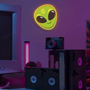 Green Alien Face LED Neon Sign