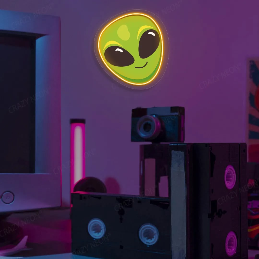 Green Alien Face LED Neon Sign