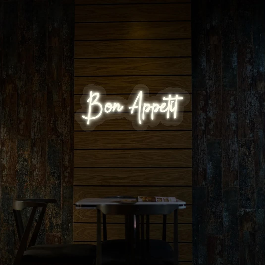 Bon Appetit Warm White LED Neon Sign