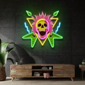 Punk Rock Skull and Electric Guitars LED Neon Sign